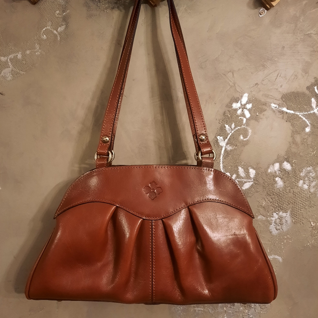 Patricia Nash Macellara Oval Satchel Shoulder Bag In Heritage Brown Leather